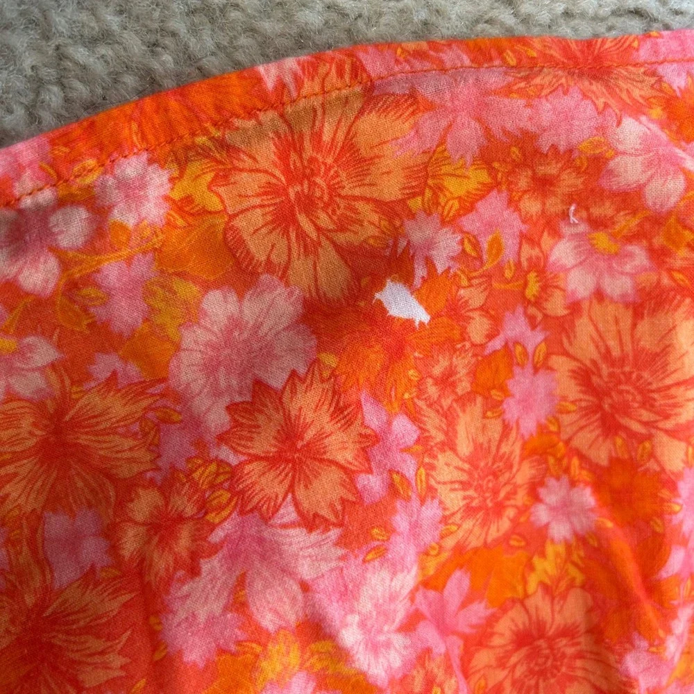Revolve RESTON ROMPER Size XS Mitsy Ditsy Floral Orange Pink Cotton Strapless